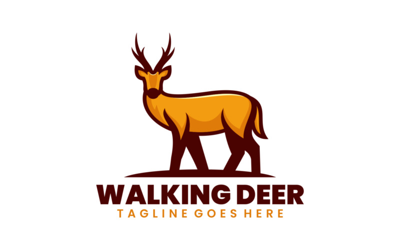 Walking Deer Simple Mascot Logo Logo Template