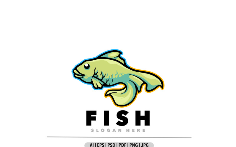 Cute fish mascot cartoon logo design Logo Template