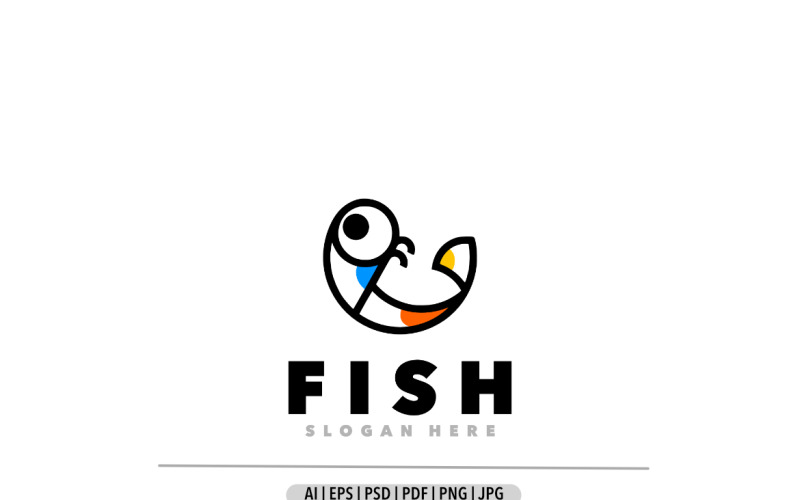 Fish line simple design logo Logo Template