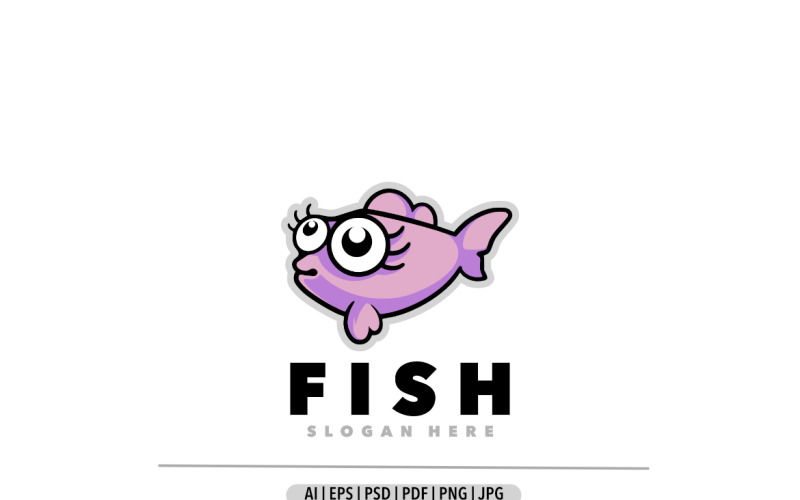 Fish pretty funny mascot logo Logo Template