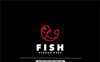 Fish red line simple design logo