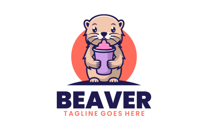 Beaver Mascot Cartoon Logo Logo Template