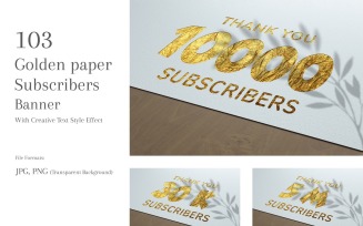 Golden paper Subscribers Banner Design Set 12