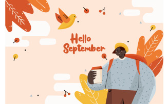Hello September Autumn Background Illustration