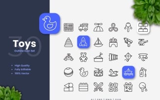 30 Set of Toys Outline Icon Collection