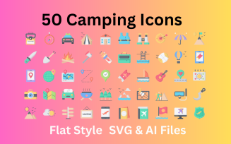 Camping Icon Set 50 Flat Icons - SVG And AI Files