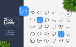 30 Chat Bubble Outline Icon Set