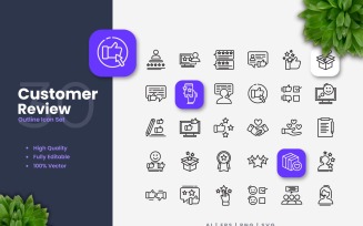 30 Customer Review Outline Icon Set