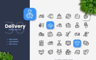 30 Delivery Outline Icon Set