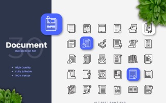30 Document Outline Icon Set