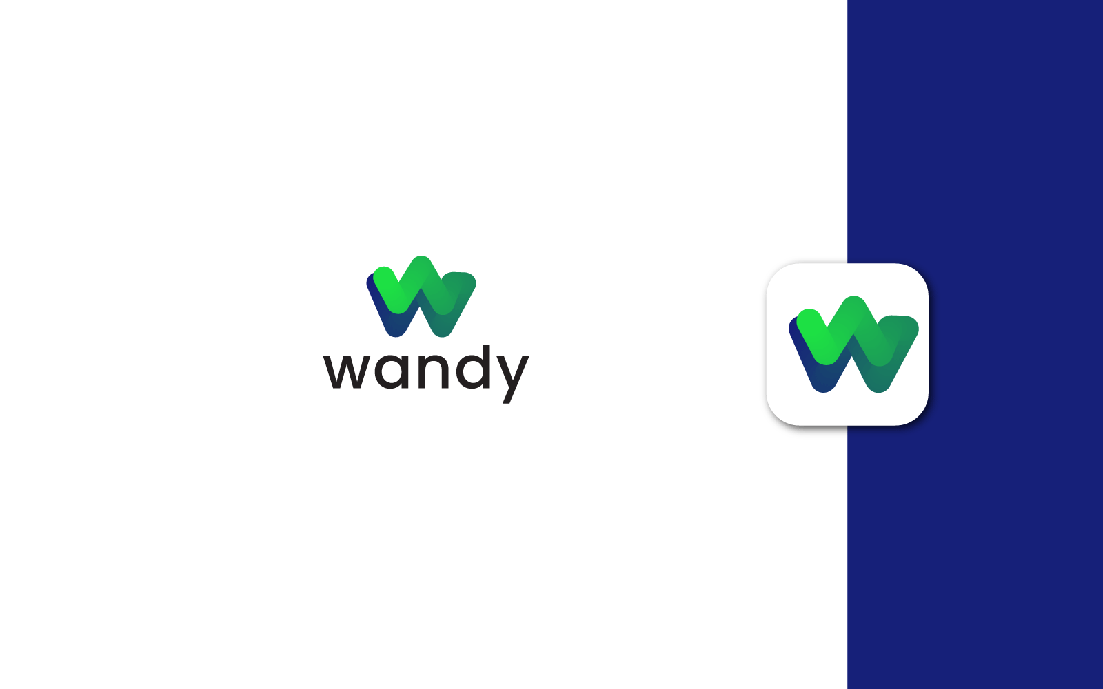 Blendy Glossy Letter W Logo Design With Mobile App Icon Design Logo Template