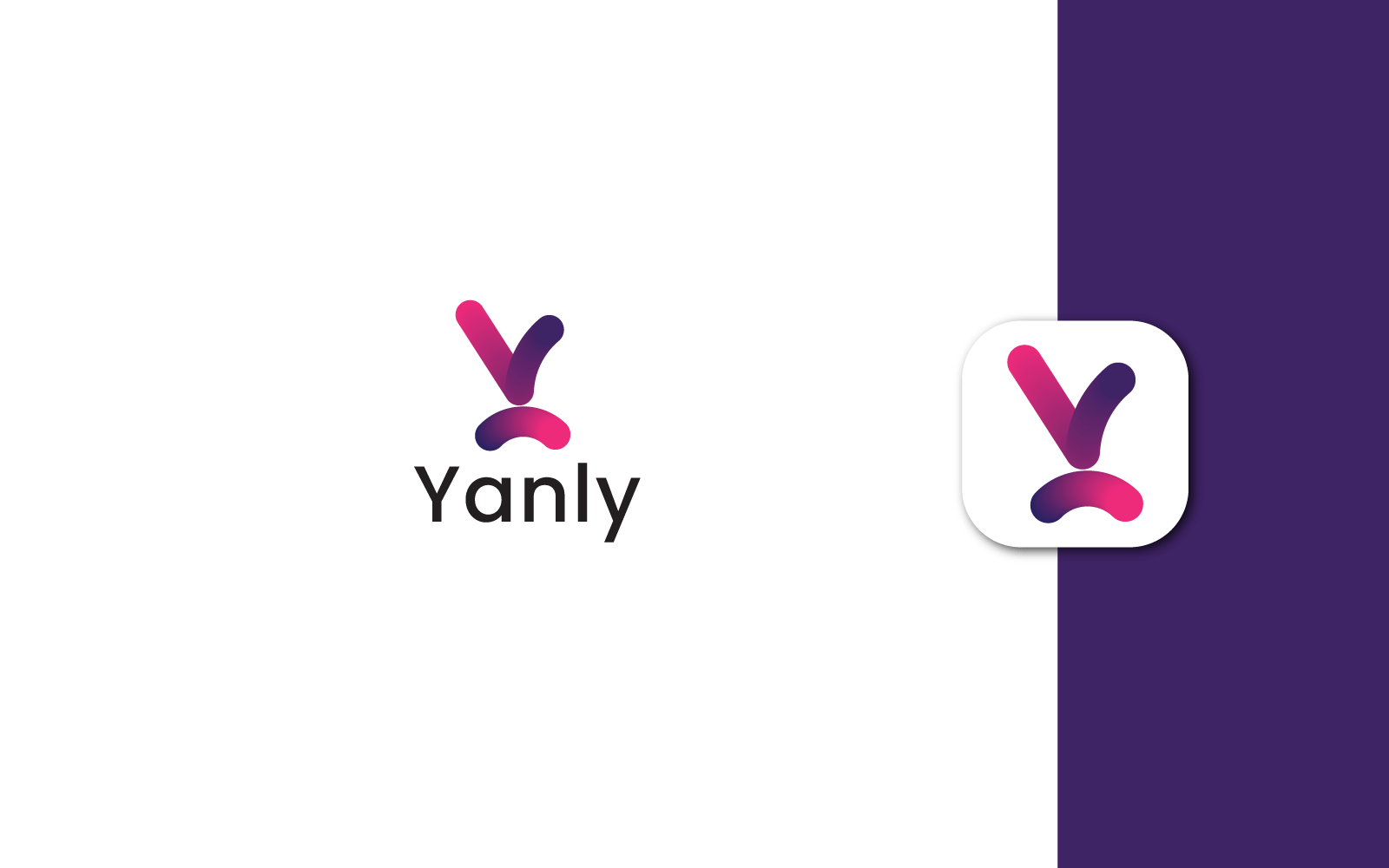 Blendy Glossy Letter Y Logo Design With Mobile App Icon Design