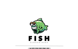 Cute Puffer fish logo design