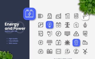 30 Energy and Power Outline Icon Set