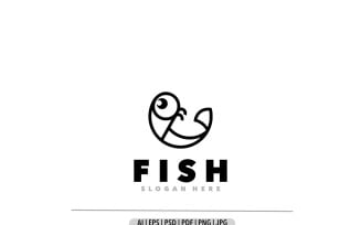 Fish line simole design template logo