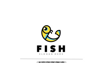 Fish simple logo design template