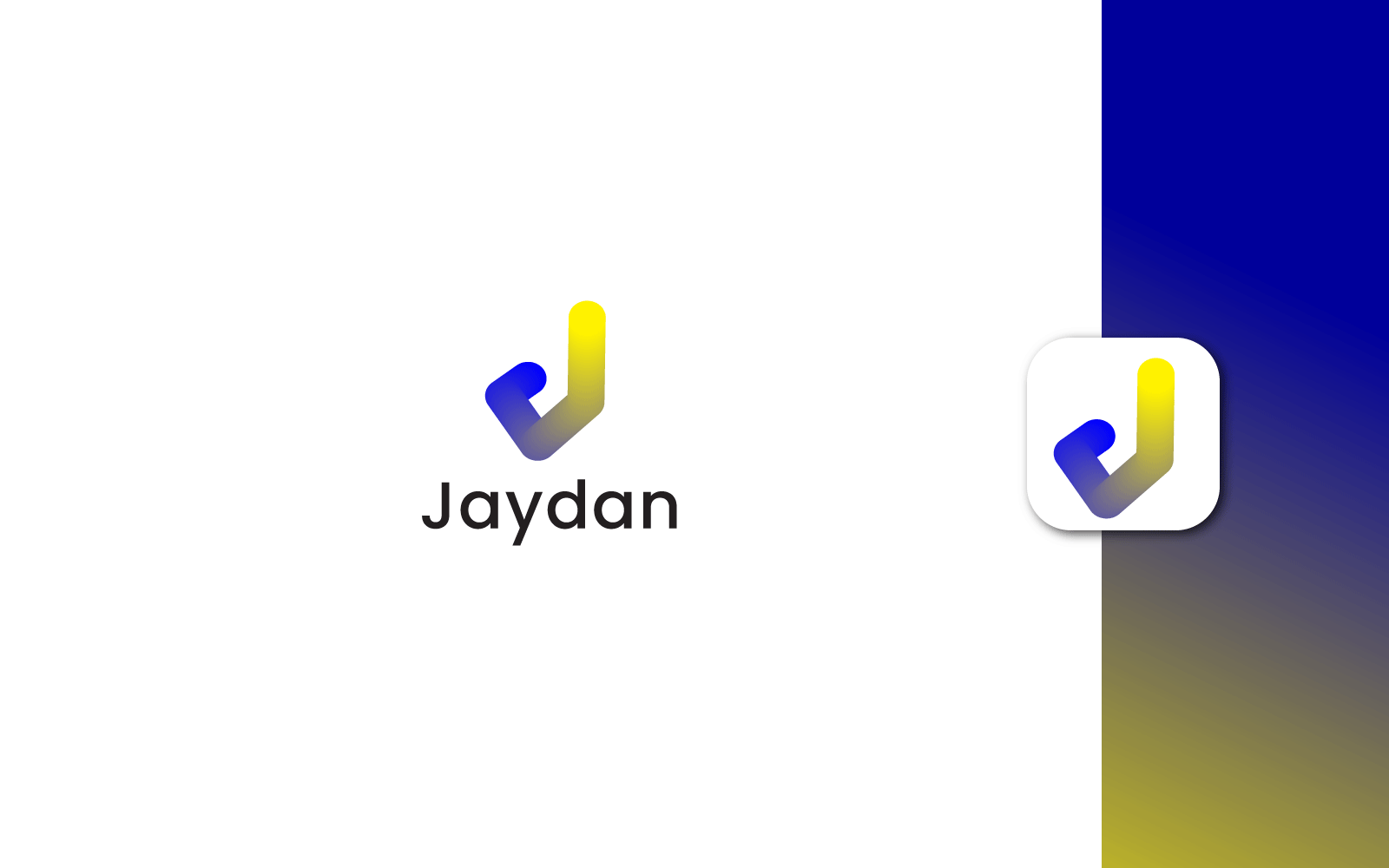 FreeBlendy Glossy Letter J Logo Design mit Mobile App Icon Design