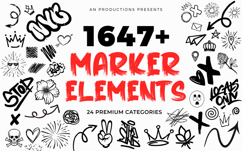 1647+ Premium Marker PNG Elements Illustration