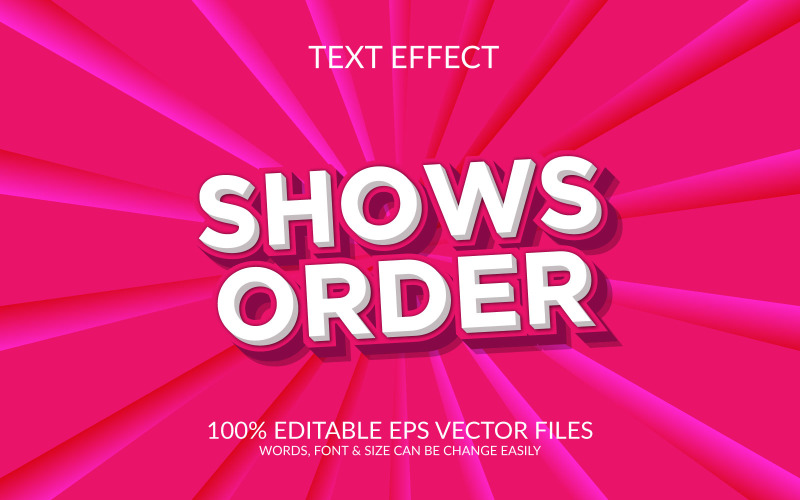 Shows Order 3D Editable Vector Eps Text Effect Template Illustration