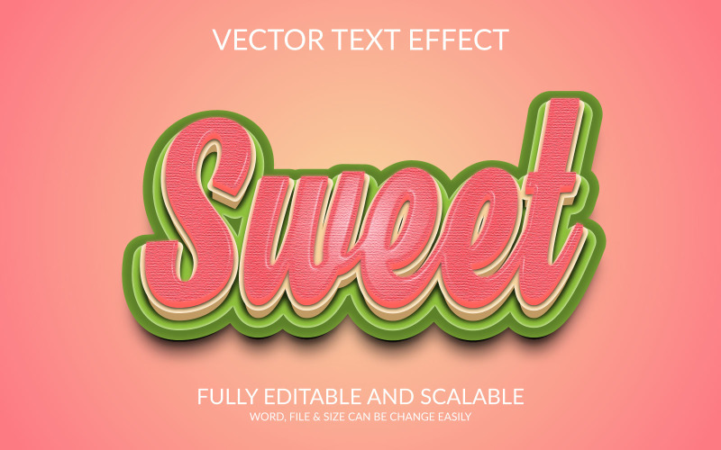 Sweet 3D Vector Eps Text Effect Template Design Illustration