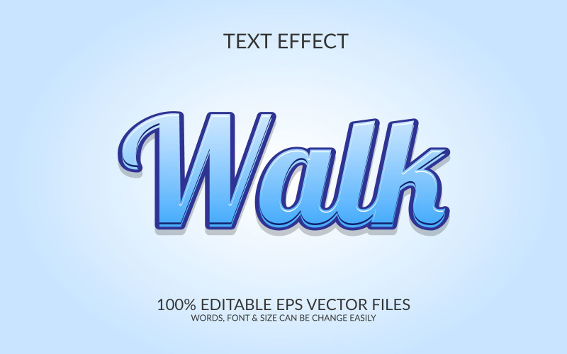Walk 3D Editable Vector Eps Text Effect Template Illustration