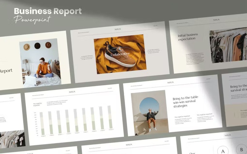 Maua Aesthetic Business Report Template Powerpoint PowerPoint Template