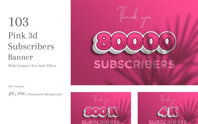 Pink 3d Subscribers Banners Design Set 66 Social Media