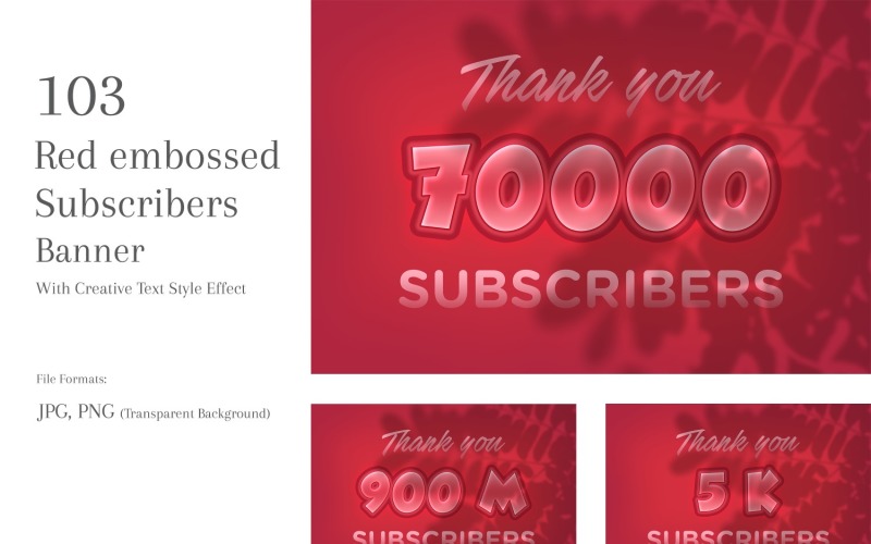 Red embossed Subscribers Banners Design Set 74 Social Media