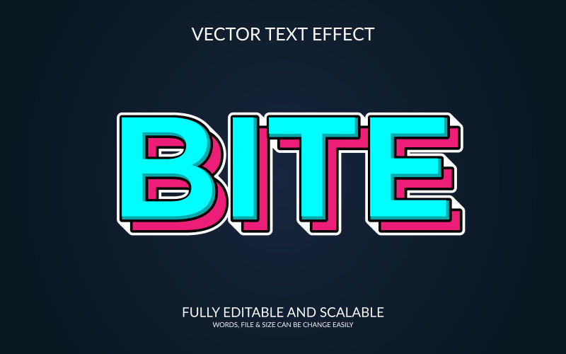 Bite 3D Editable Vector Eps Text Effect Template Illustration