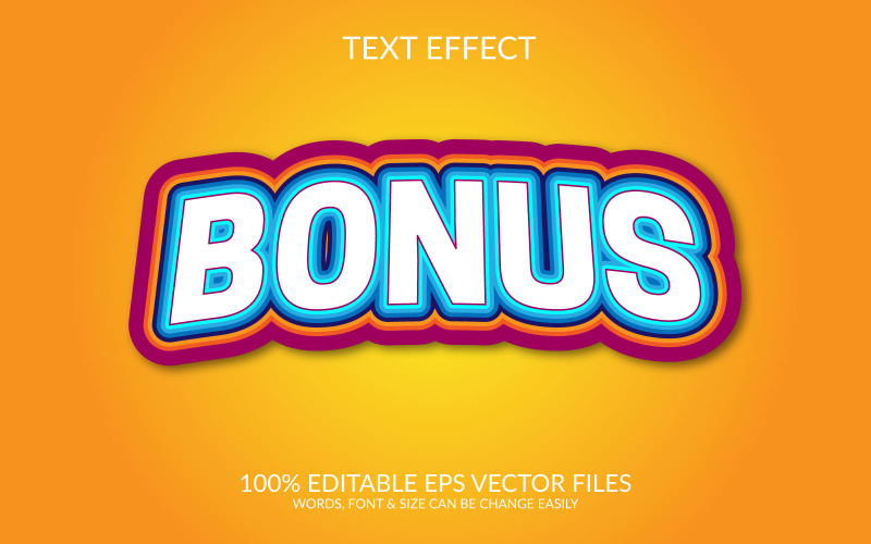 Bonus 3D Editable Vector Eps Text Effect Template Illustration