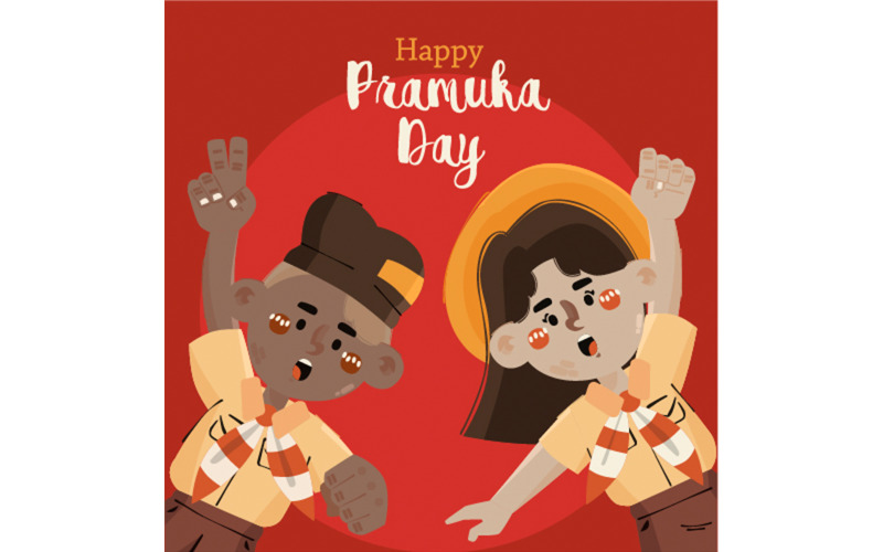 Cartoon Pramuka Day Illustration