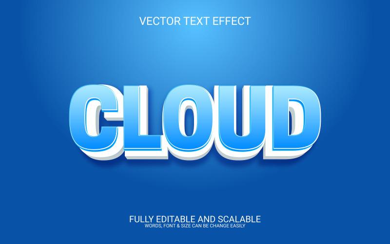 Cloud 3D Editable Vector Eps Text Effect Template Illustration
