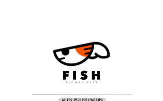 Fish line art outline simple design logo
