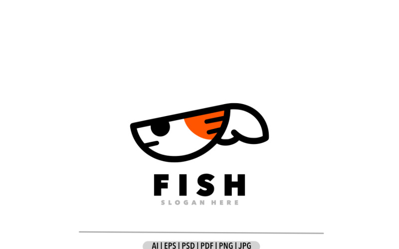 Fish line art outline simple design logo Logo Template