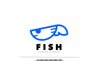 Fish simple line art design logo
