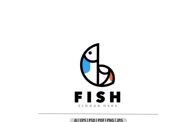 Fish simple unique logo design mascot Logo Template