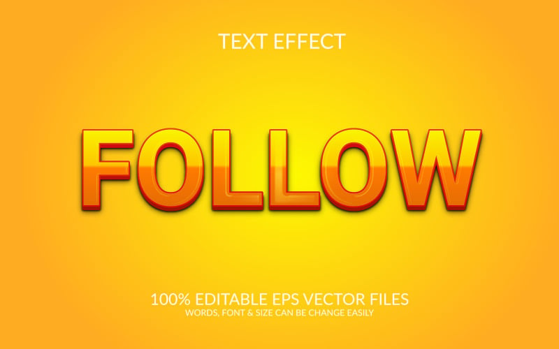 Follow 3D Editable Vector Eps Text Effect Template Illustration