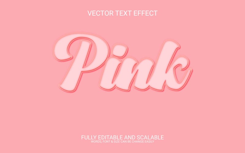 Pink 3D Editable Vector Eps Text Effect Template Illustration