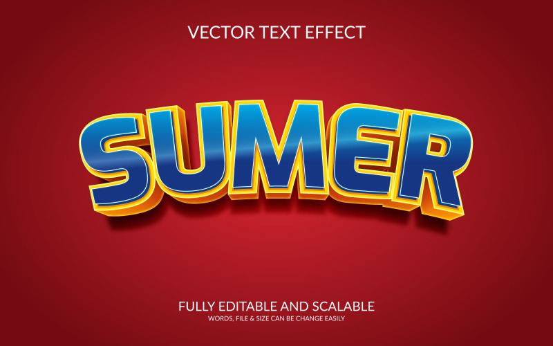 Summer 3D Editable Vector Eps Text Effect Template Illustration