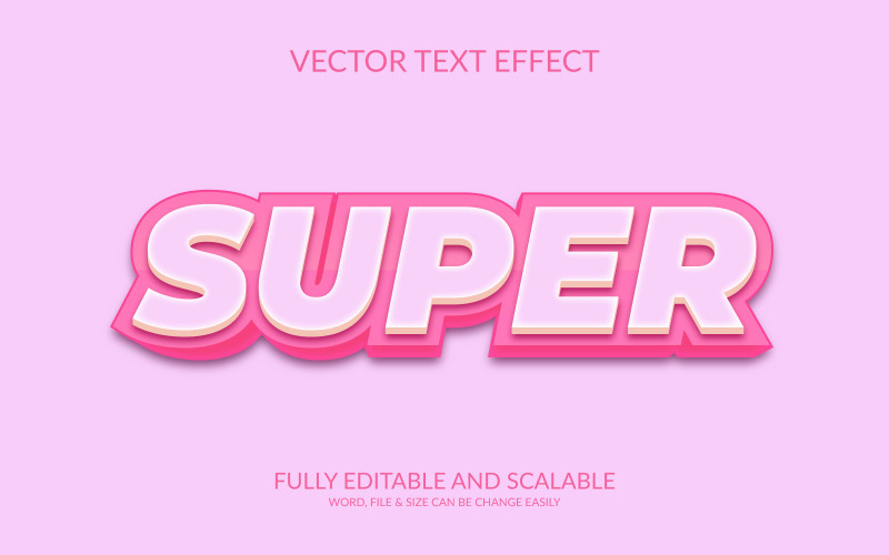 Super Fully Editable 3D Vector Eps Text Effect Template Illustration