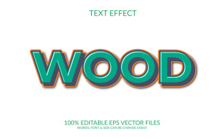 Wood 3D Vector Eps Text Effect Template Design