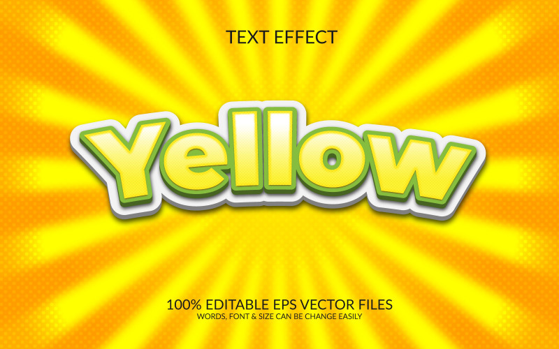 Yellow 3D Editable Vector Eps Text Effect Template Illustration