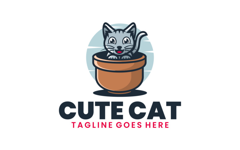 Cute Cat Mascot Cartoon Logo 1 Logo Template