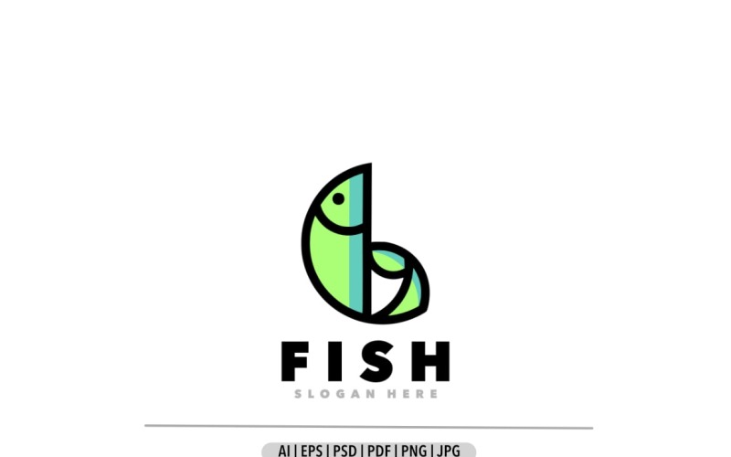 Fish line simple design logo unique Logo Template
