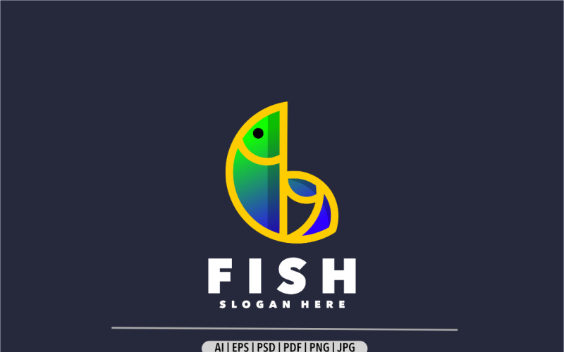 Fish simple gradient logo design Logo Template