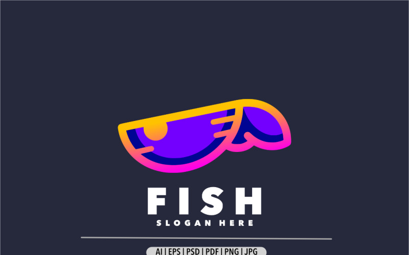 Fish whale gradient logo simple Logo Template