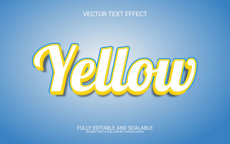 Yellow 3D Fully Editable Vector Eps Text Effect Template Illustration