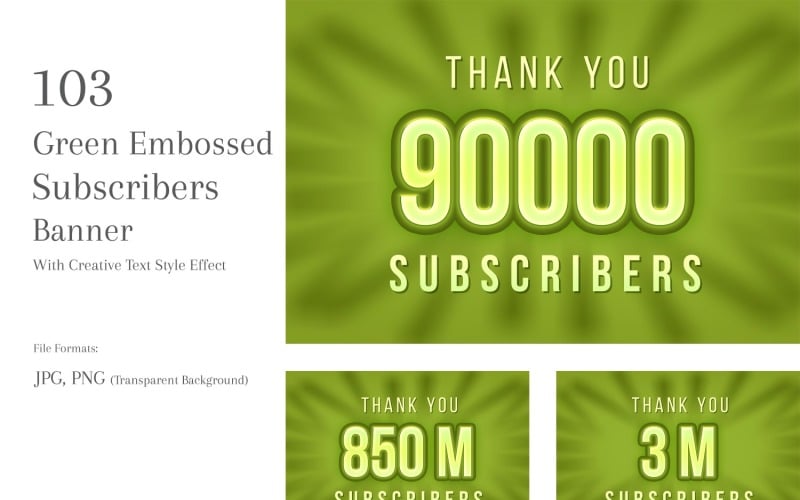 Green Embossed Subscribers Banners Design Set 108 Social Media