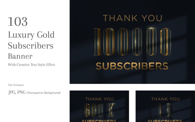 Luxury Gold Subscribers Banners Design Set 109 Social Media