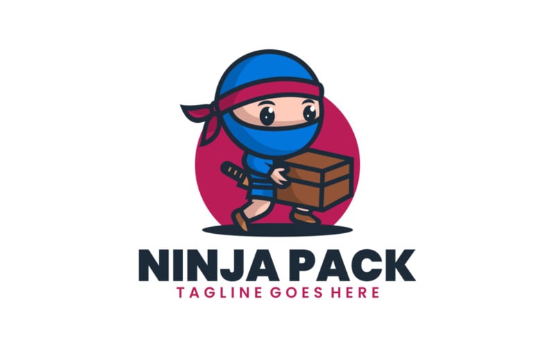 Ninja Pack Mascot Cartoon Logo Logo Template